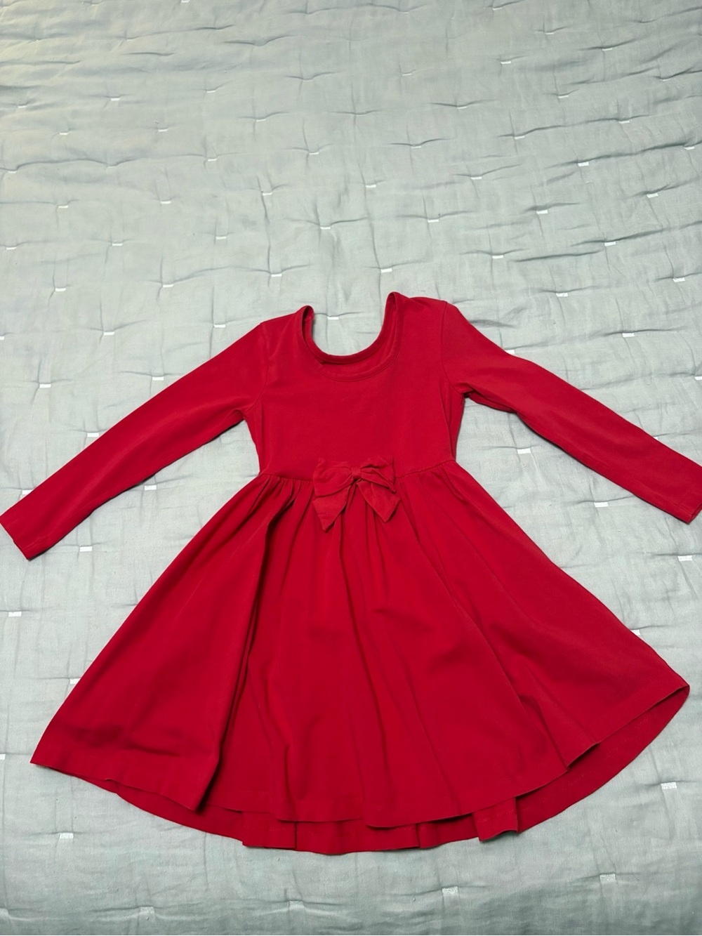 Ruffle Butts Girls Red Long-Sleeve Knit Bow Dress